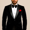 SIngle-BReasted-Wedding-Groom-Men-Black-Velvet-Tuxedo-Jacket-from-Gentlemansguru.com
