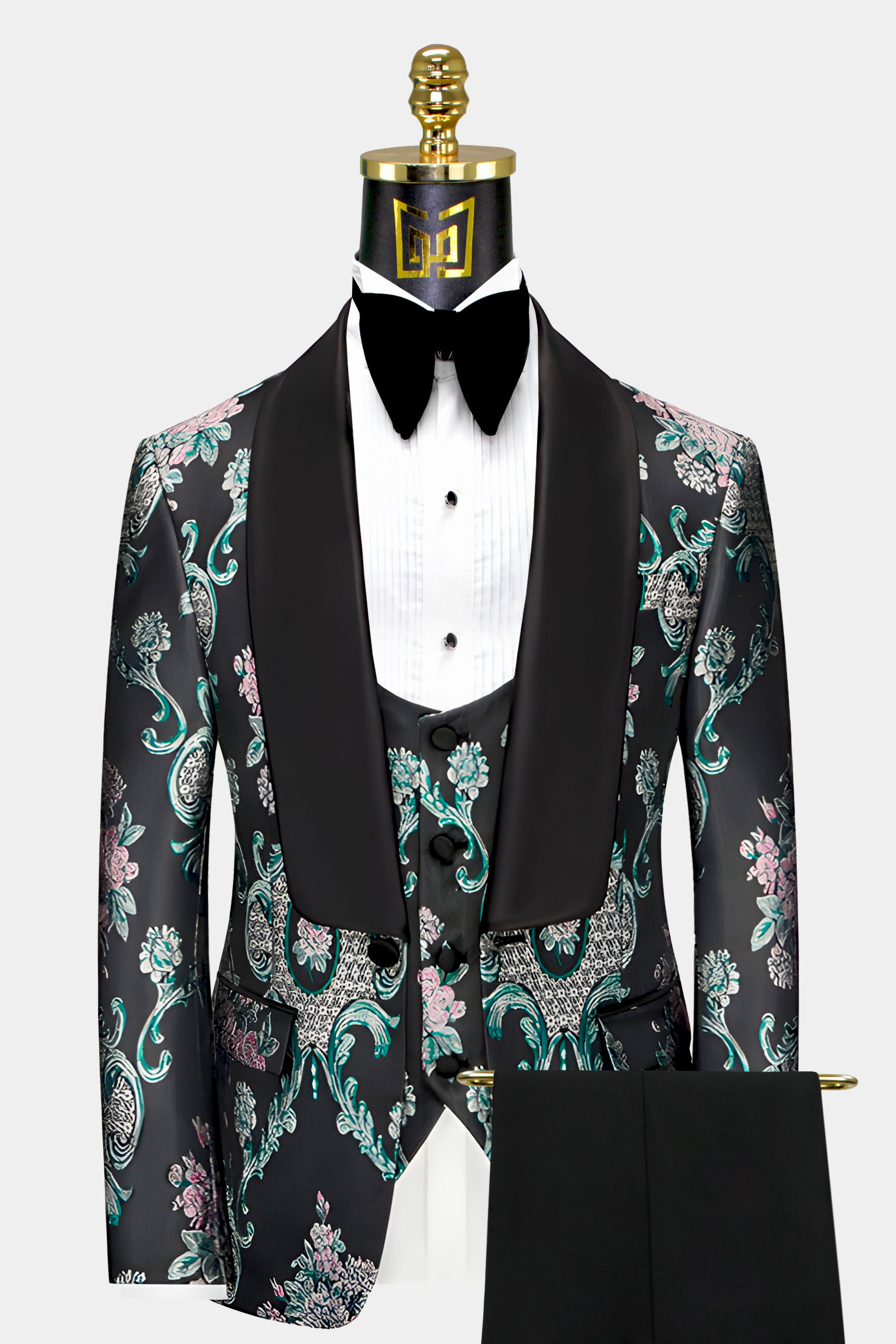 Black-and-Green-Tuxedo-Prom-Groom-Wedding-Suit-For-Men-from-Gentlemansguru.com