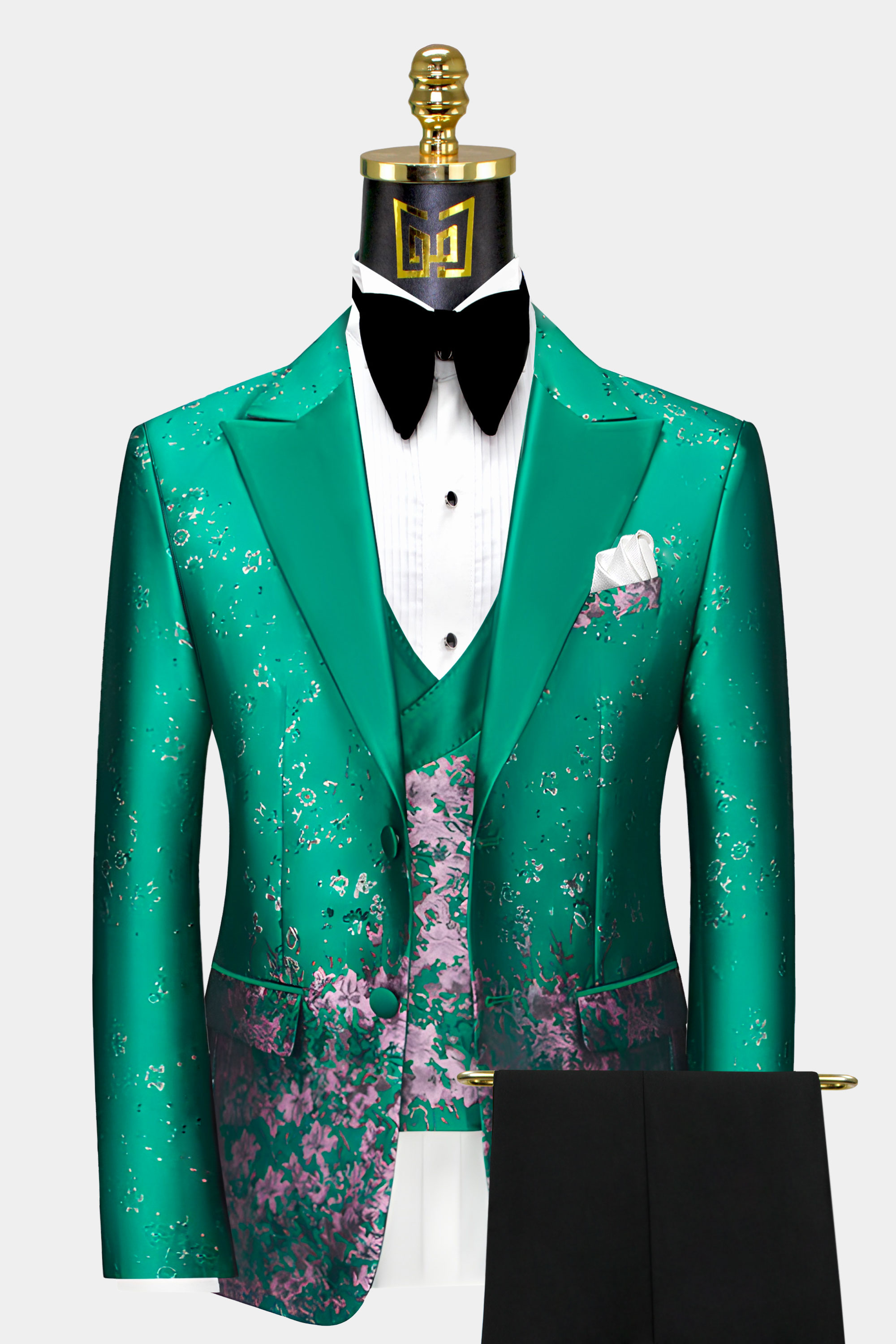 Black-and-Jade-Green-Tuxedo-Groom-Wedding-Suit-for-Men-from-Gentlemansguru.com