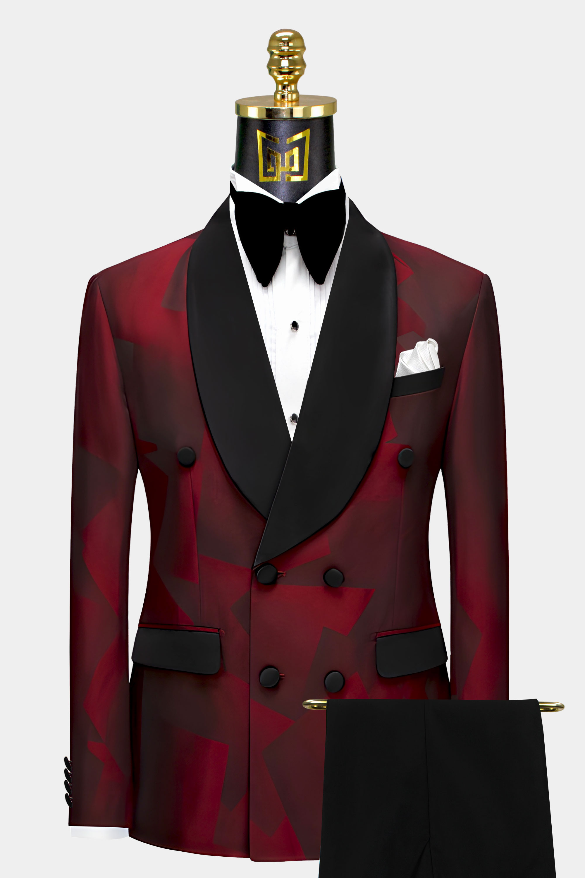 Black-and-Maroon-Tuxedo-Groom-Wedding-Suit-For-Men-from-Gentlemansguru.com