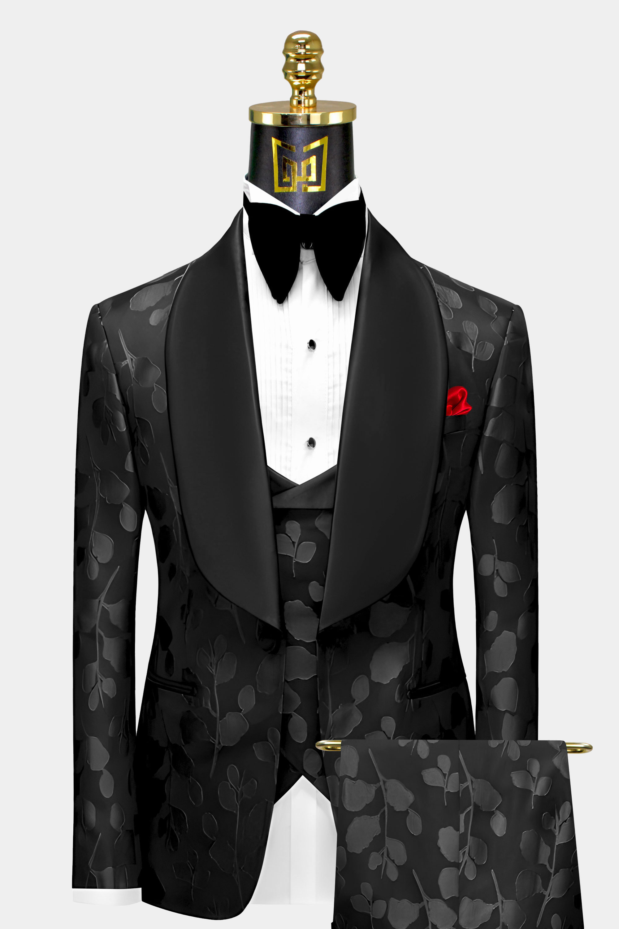 Black-on-Black-Tuxedo-Groom-Wedding-Prom-Suit-For-Men-from-Gentlemansguru.com