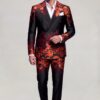 Cremon floral three-piece prom suit in a natural movement pose