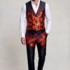 Full-length floral waistcoat and matching placement-print trousers