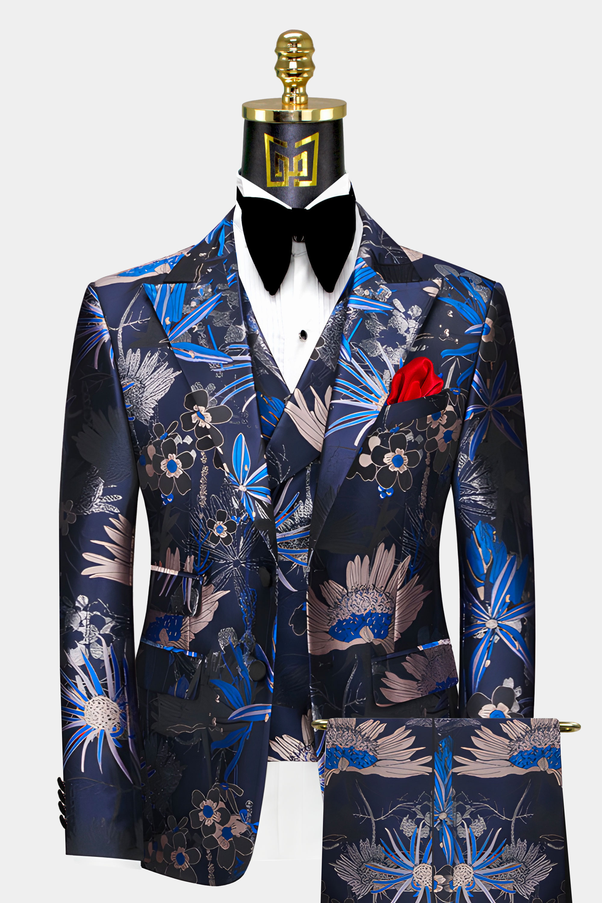 Blue floral prom best sale suit