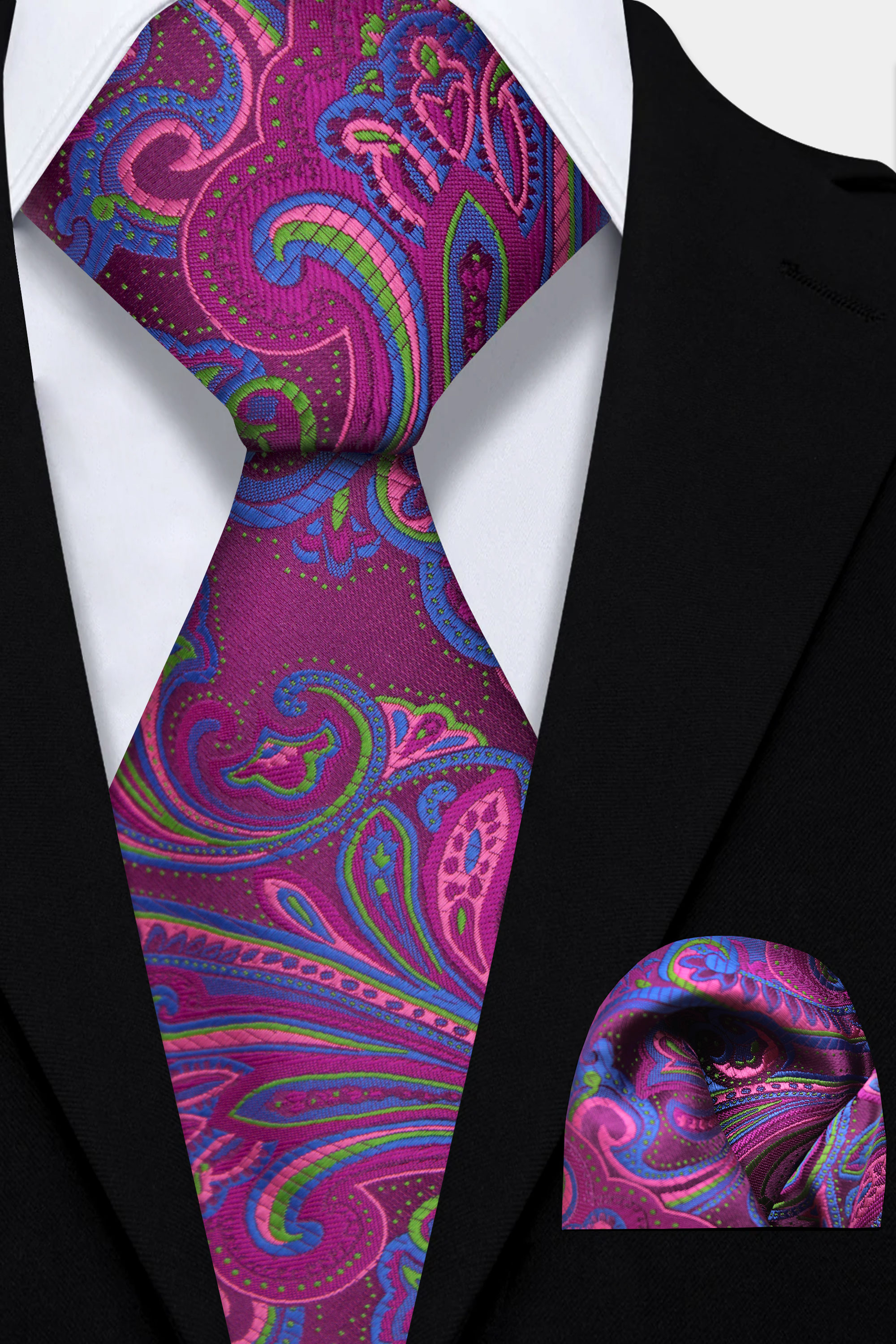 Magenta-Paisley-Tie-and-Pocket-Square-Set-Wedding-Groom-Necktie-from-Gentlemansguru.com