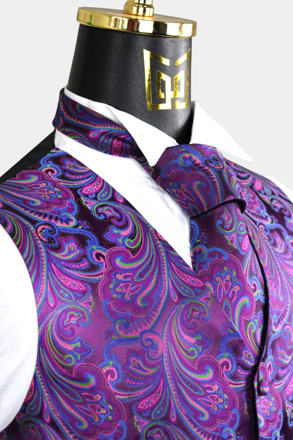 Magenta-Pink-Purple-Paisley-Vest-and-Tie-Set-from-Gentlemansguru.com