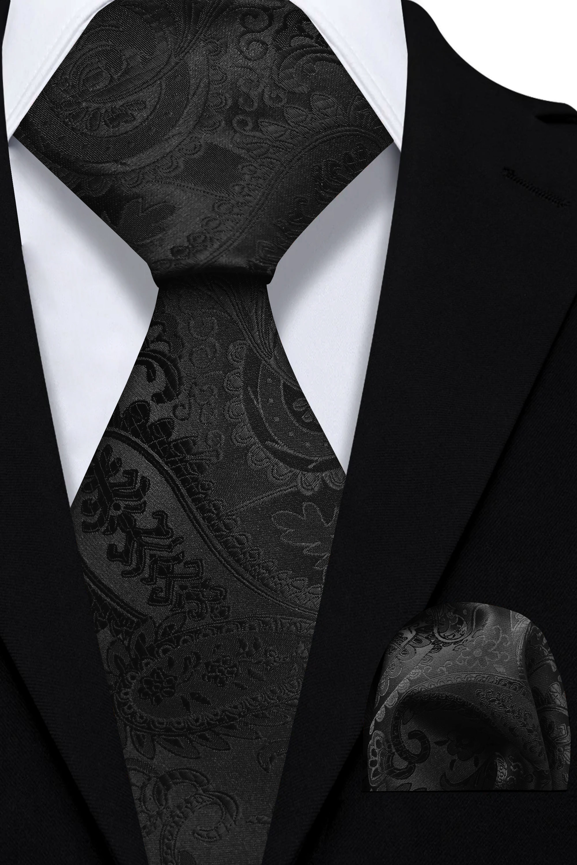 Mens-Black-Paisley-Tie-and-Pocket-Square-Set-Wedding-Groom-Necktie-from-Gentlemansguru.com