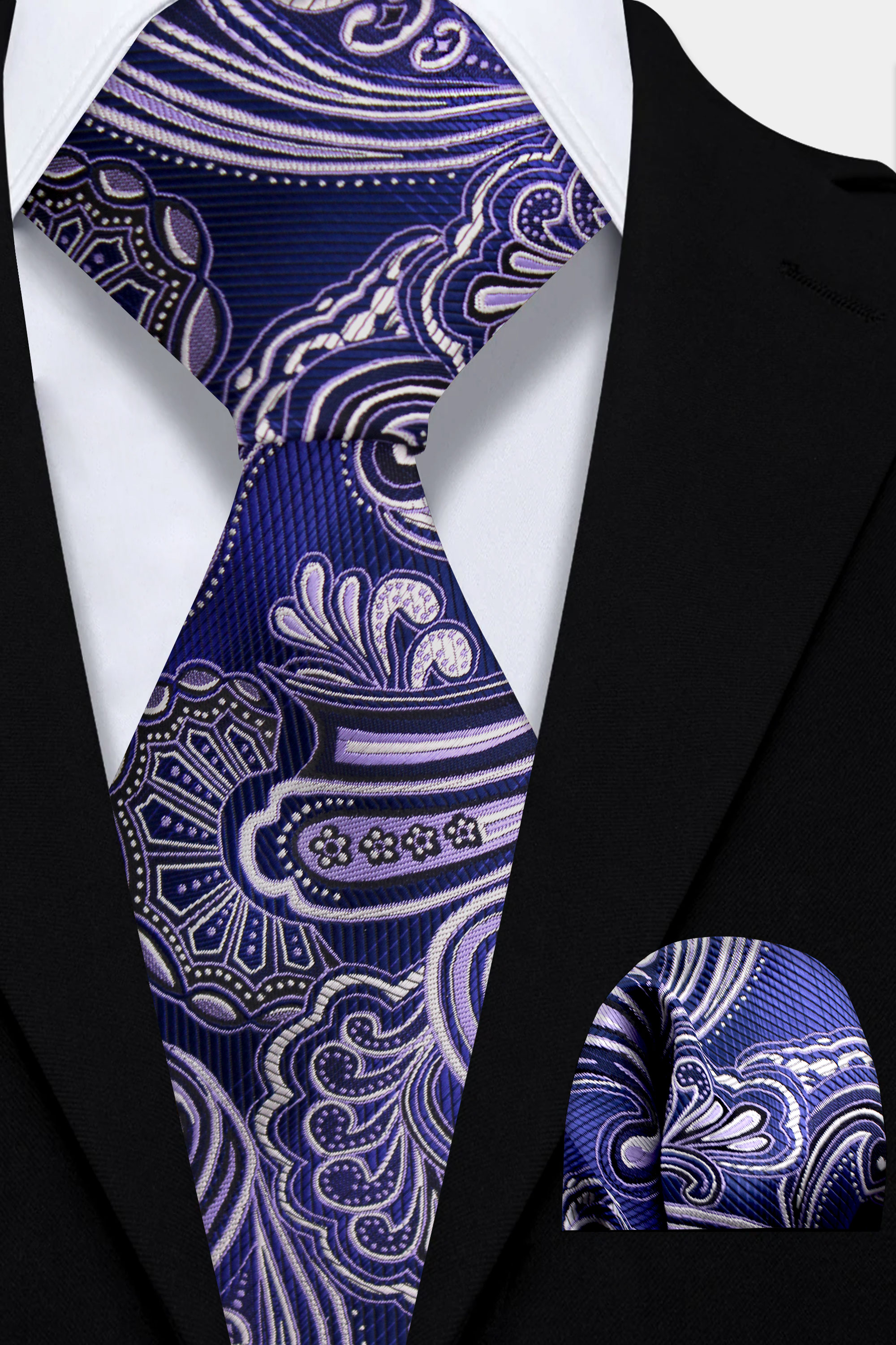 Mens-Cobalt Blue-Tie-and-Pocket-Square-Set-Wedding-Groom-Necktie-from-Gentlemansguru.com