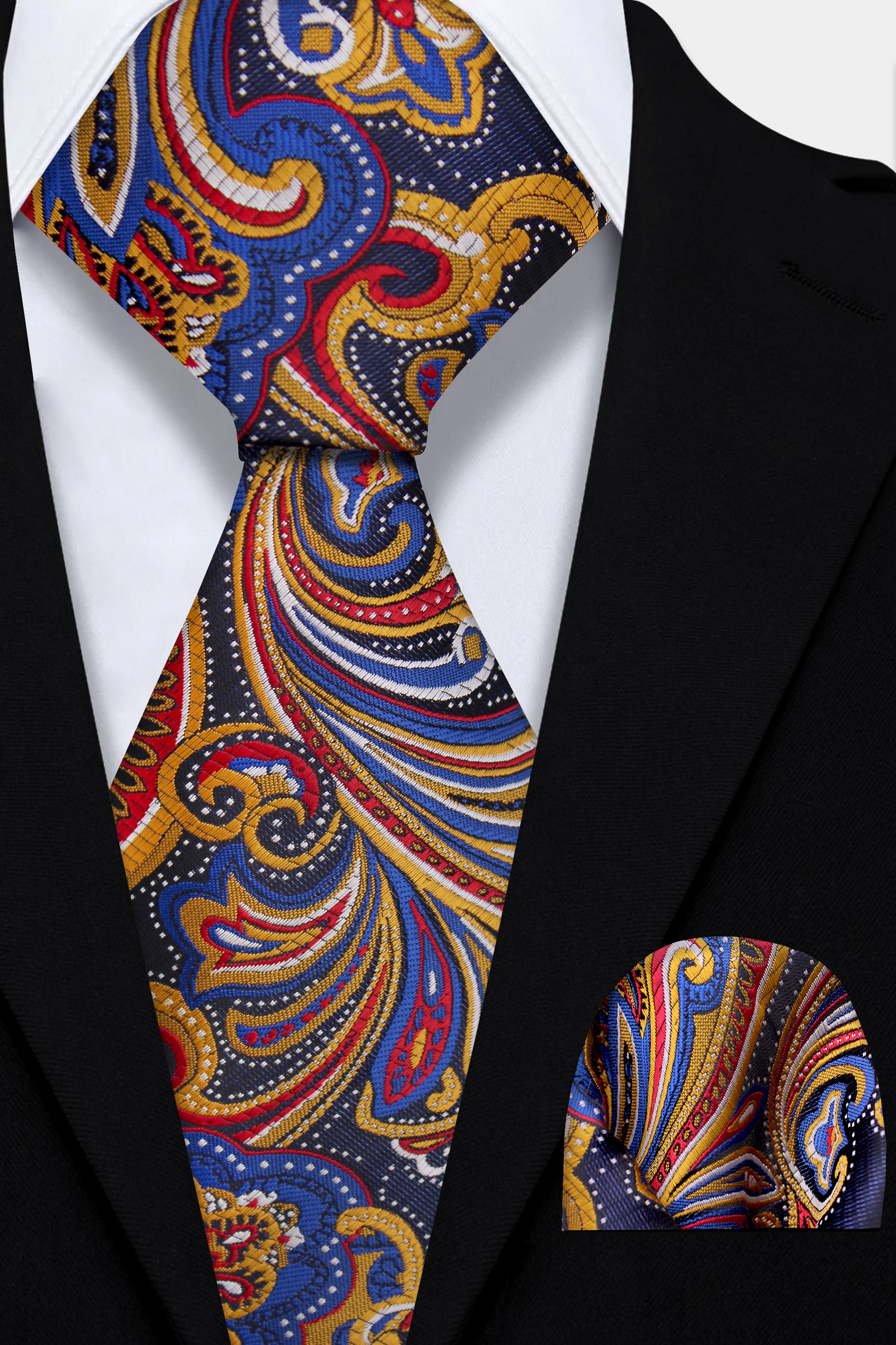 Mens-Colorful-Tie-and-Pocket-Square-Set-Wedding-Groom-Necktie-from-Gentlemansguru.com
