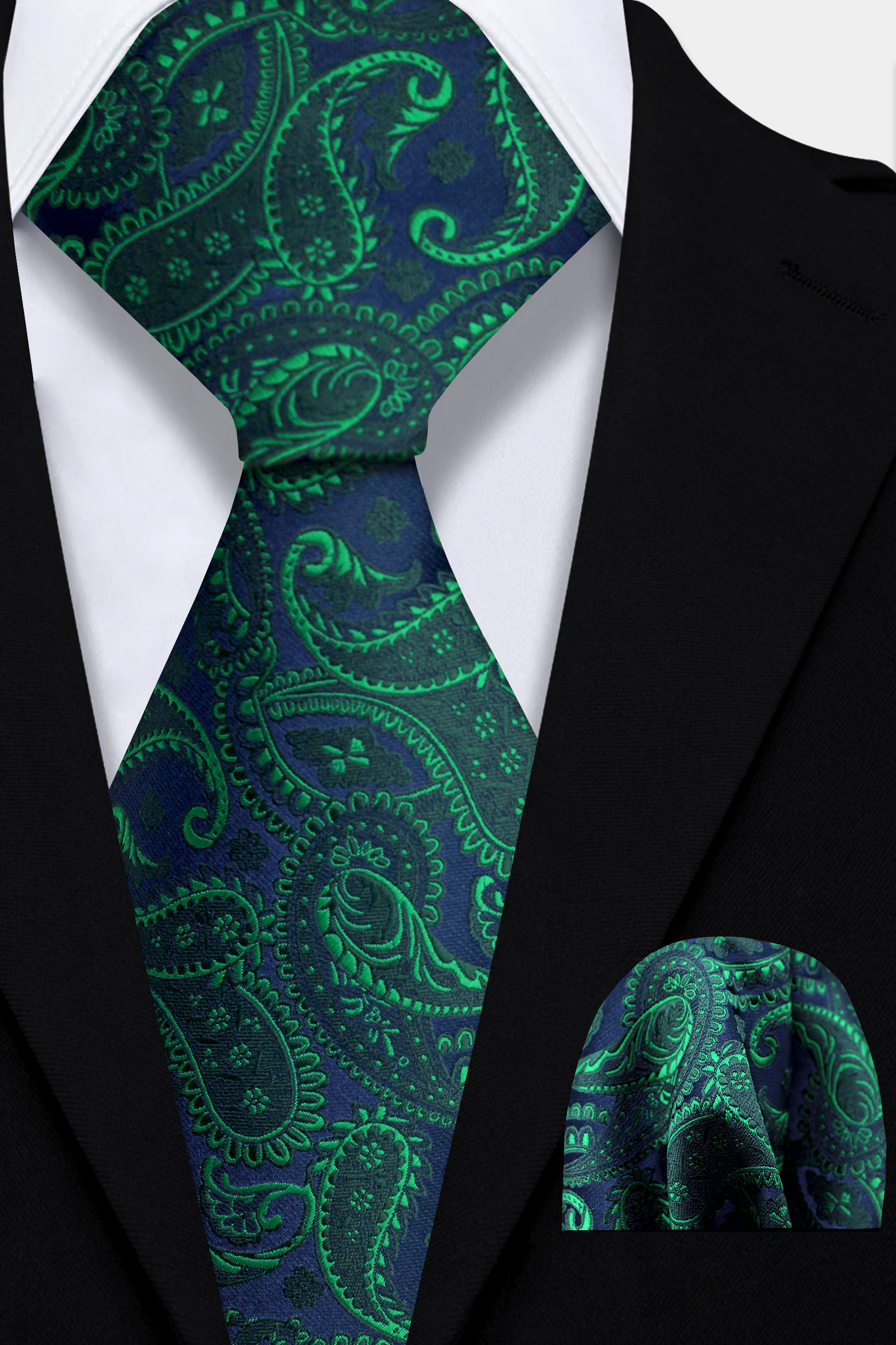 Mens-Green-Paisley-Tie-and-Pocket-Square-Set-Wedding-Groom-Necktie-from-Gentlemansguru.com