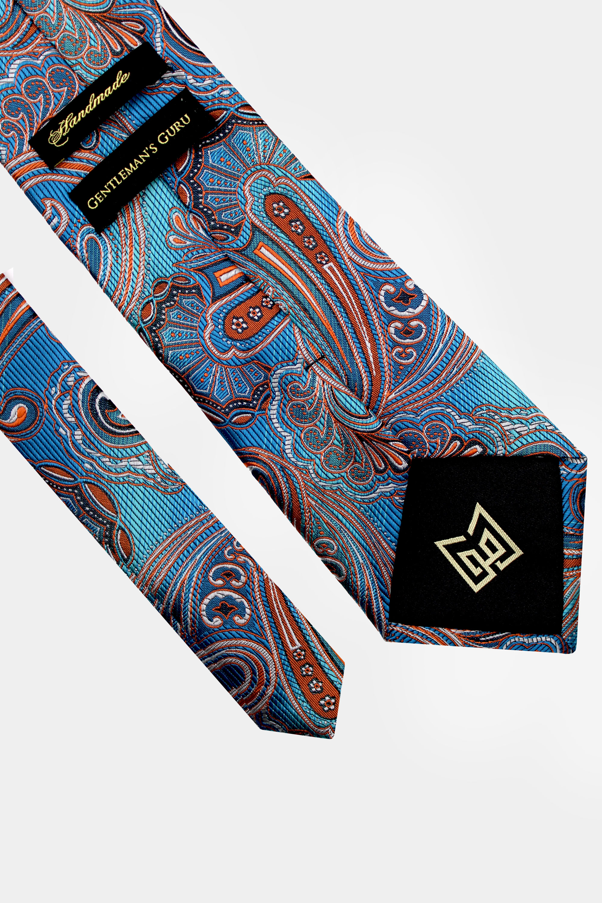 Blue and Orange Tie and Pocket Square Set | Gentleman's Guru