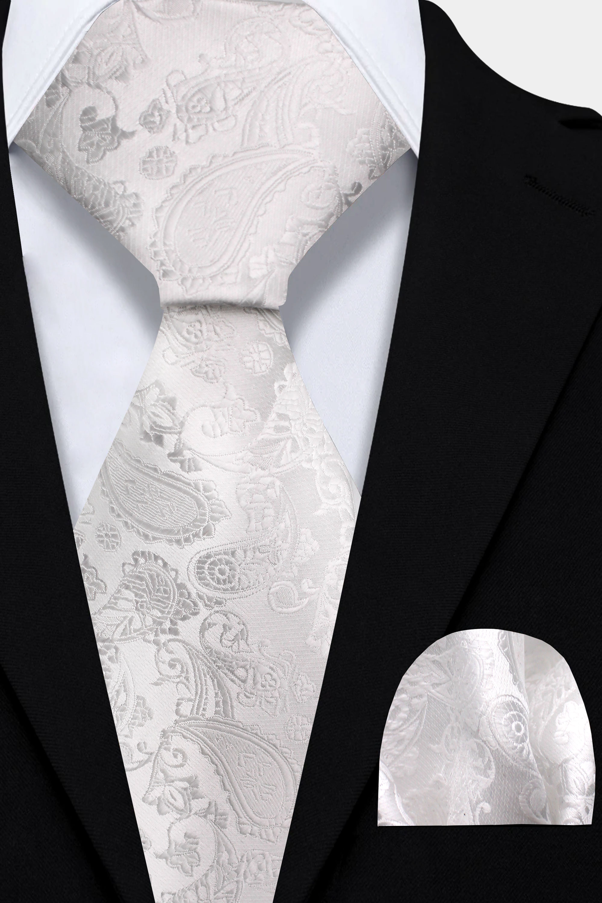 Mens-White-Paisley-Tie-and-Pocket-Square-Set-Wedding-Groom-Necktie-from-Gentlemansguru.com