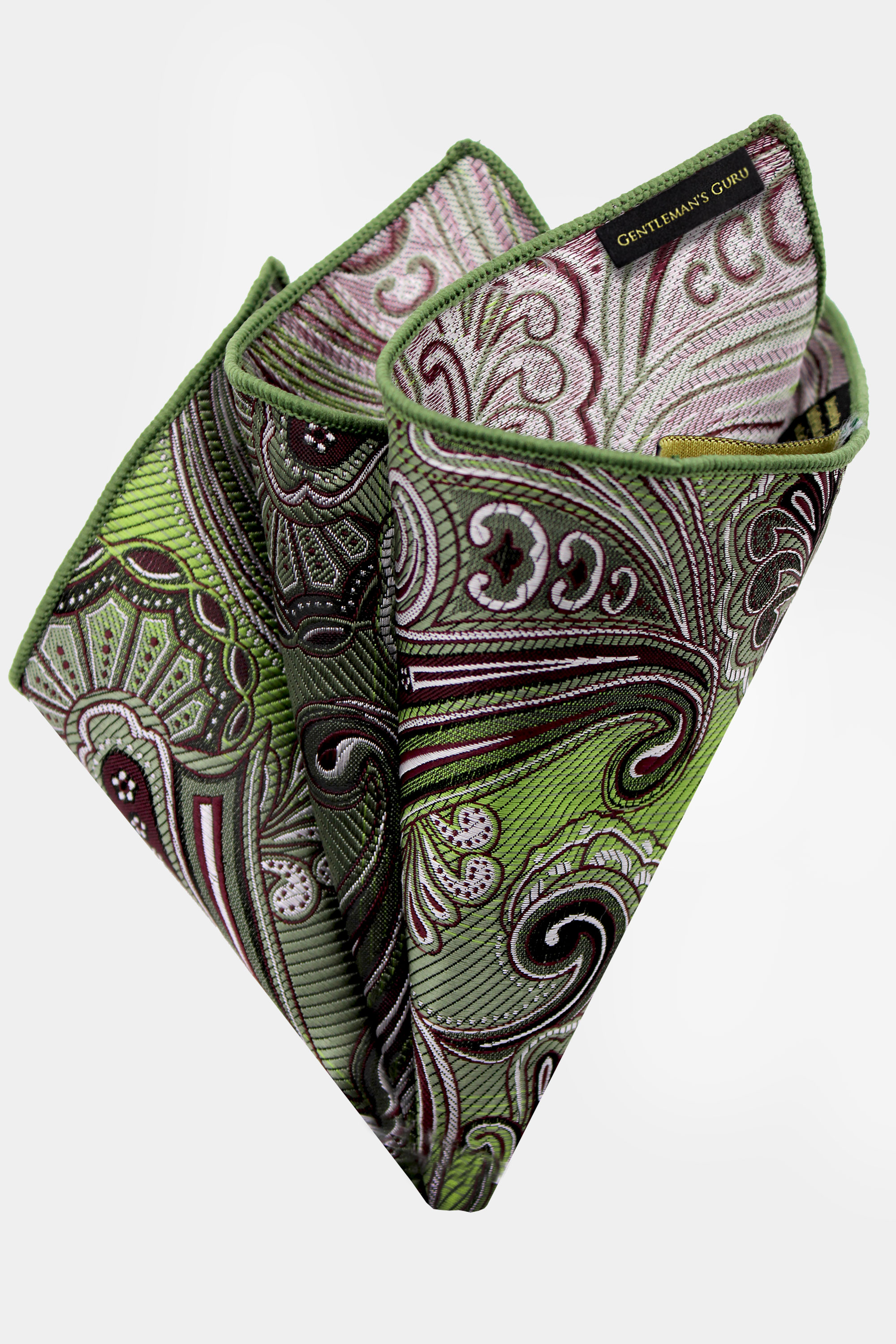 Olive-Green-Paisley-Pocket-Square-Handkerchief-from-Gentlemansguru.com
