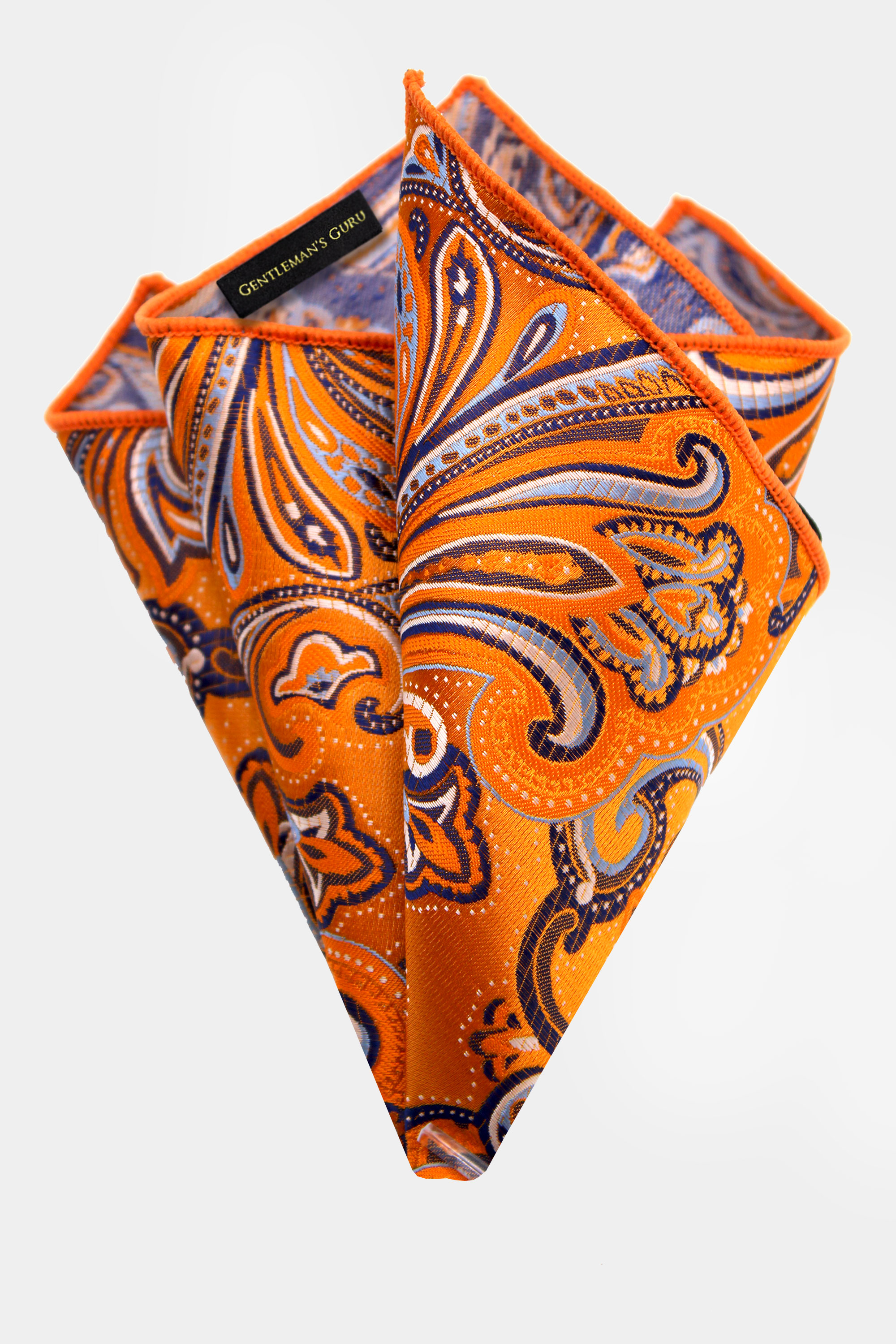 Orange-and-Navy-Blue-Paisley-Pocket-Square-Handkerchief-from-Gentlemansguru.com