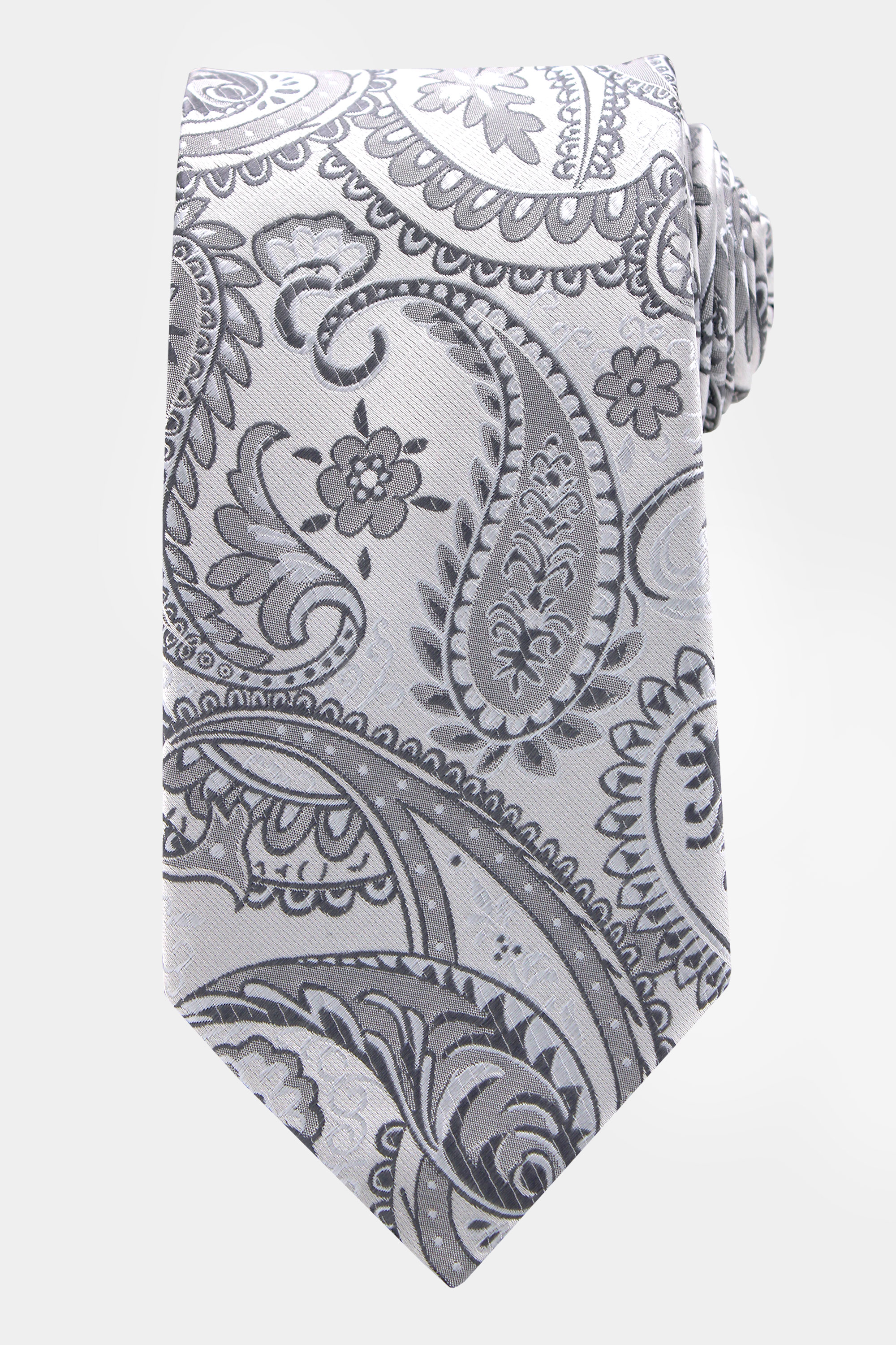 Silver Paisley Tie and Pocket Square Set | Gentleman's Guru