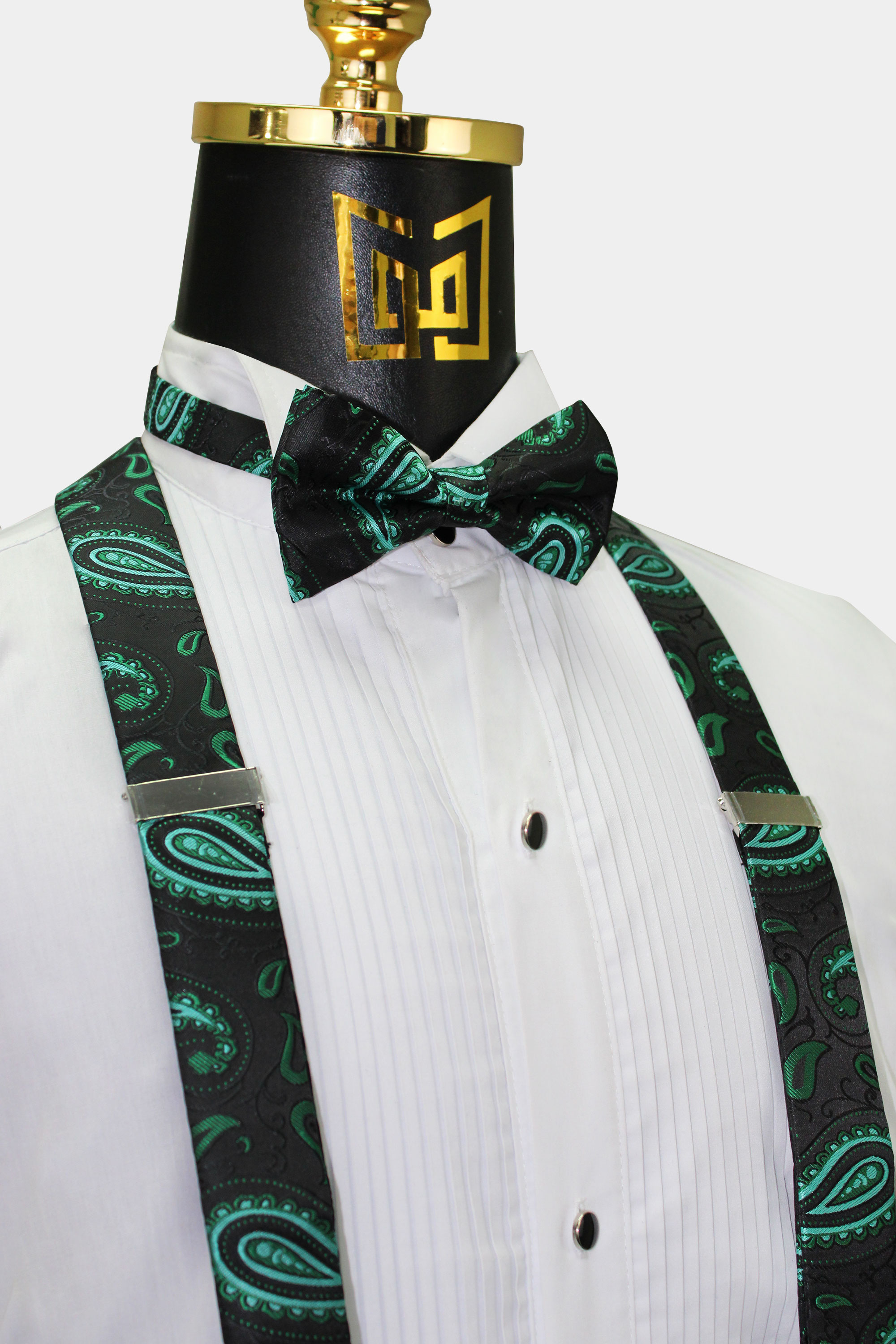 Black-and-Green-Bowtie-Suspenders-Groomsmen-Wedding-Set-from-Gentlemansguru.com.com