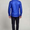 Luxury royal blue paisley wedding shirt for men and formal occasions