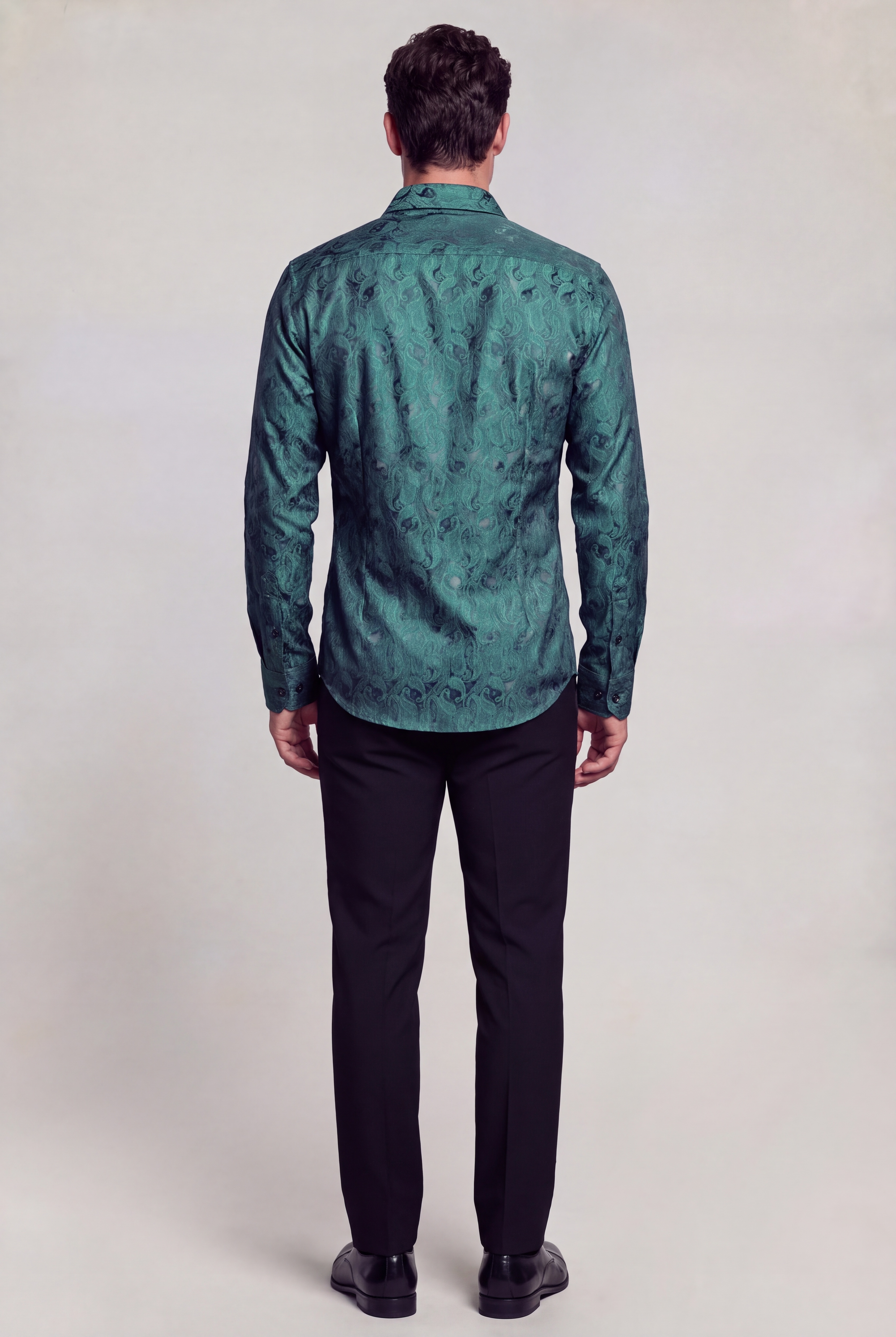 Men's emerald floral wedding shirt and luxury green dress shirt for formal occasions from Gentleman's Guru