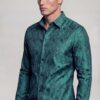 Men's luxury green floral dress shirt for weddings and formal events from Gentleman's Guru