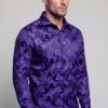 Men's luxury purple paisley dress shirt for homecoming and formal events