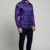 Men's purple floral shirt for wedding, prom and formal wear
