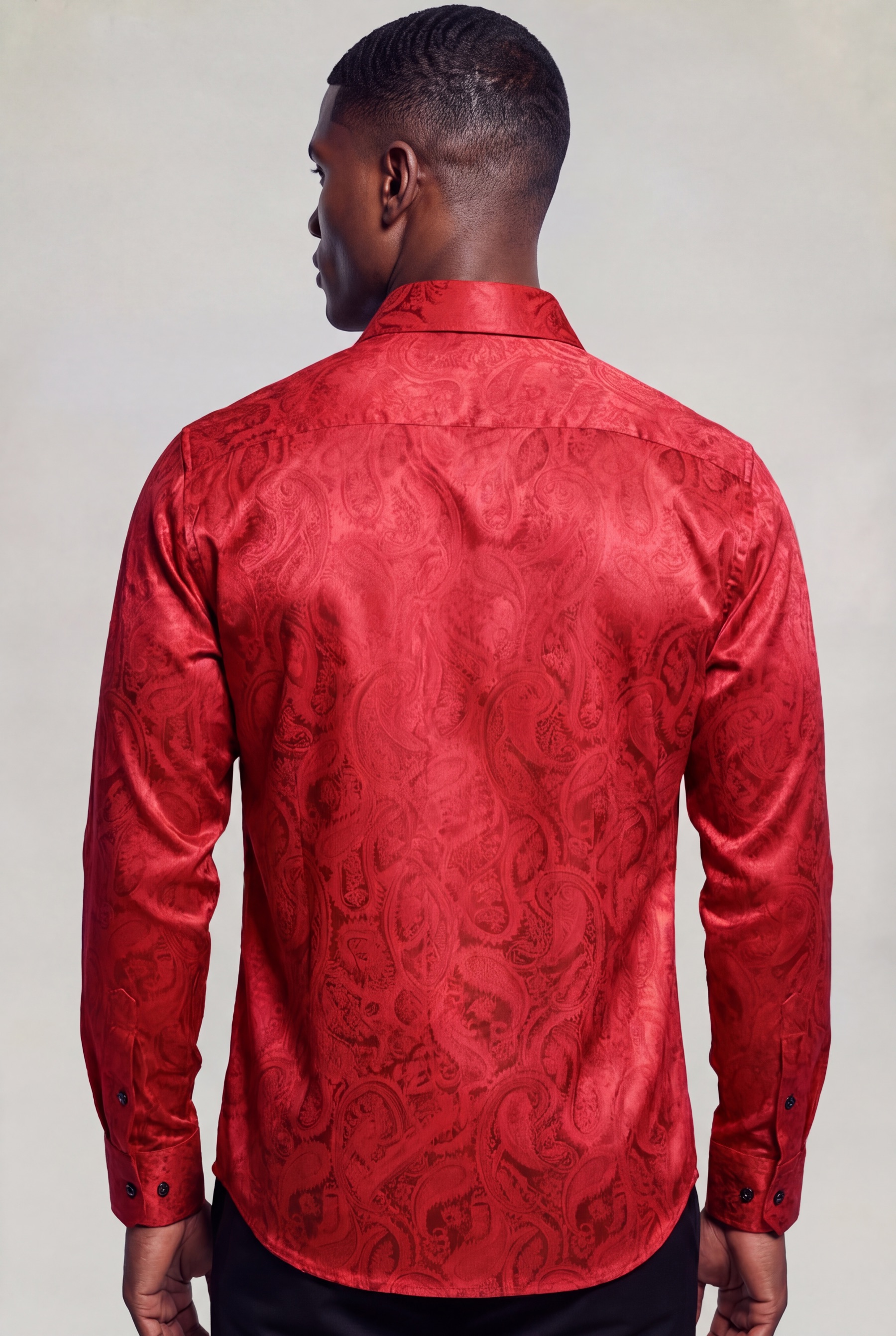 Men's Red Paisley Prom Shirt