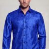 Men's royal blue paisley shirt and wedding dress shirt for men