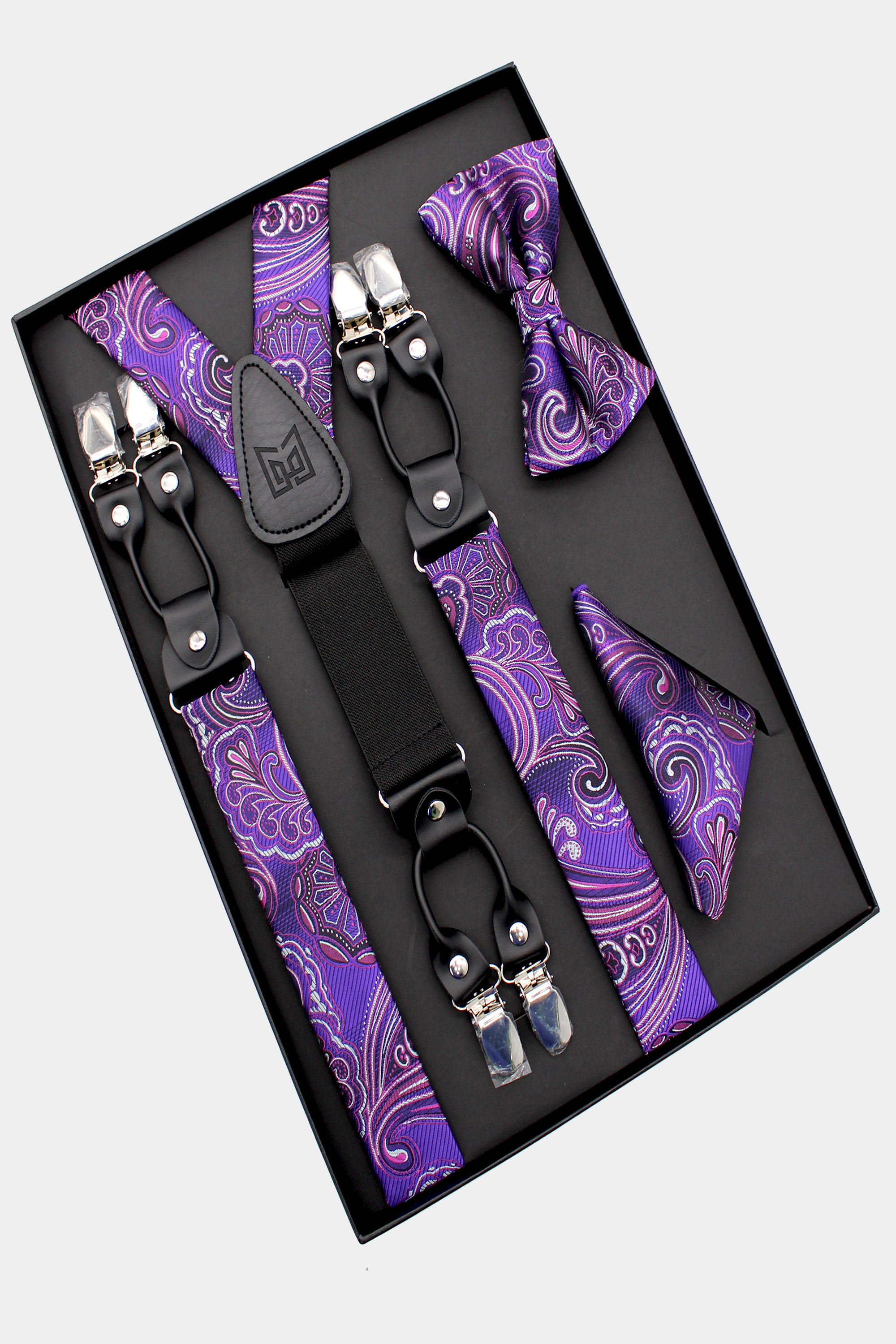 Mens-Violet-Bow-Tie-and-Suspenders-Grooms-WeddingGroomsmen-from-Gentlemansguru.com