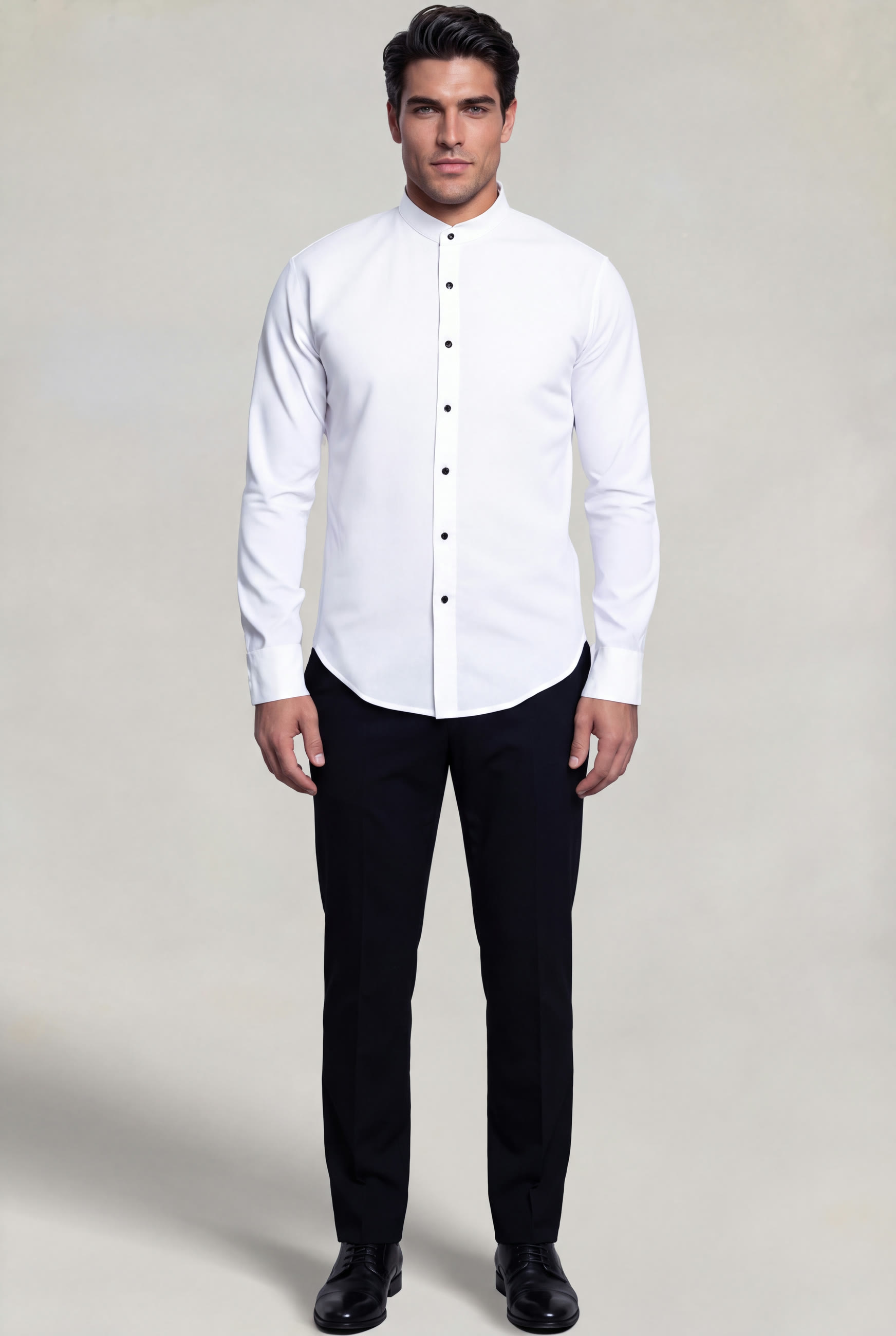 Men's White Band Collar Wedding Shirt for Formal Wear from Gentleman's Guru
