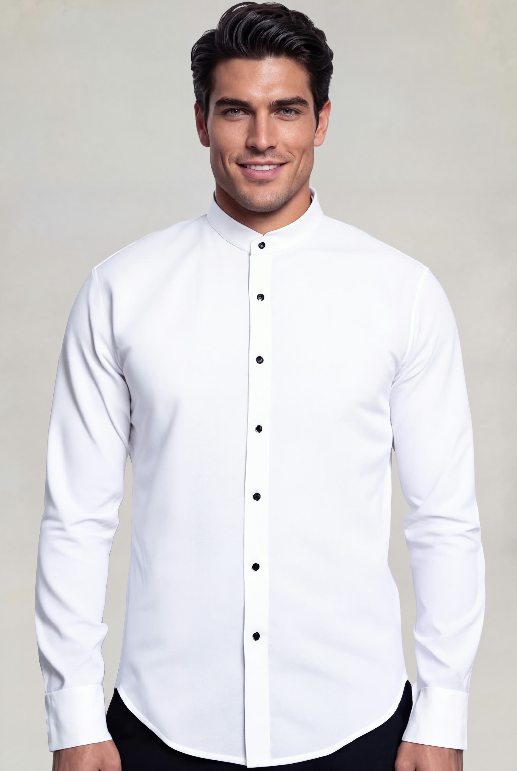 Men's White Mandarin Collar Shirt – Wedding, Prom & Formal Dress Shirt from Gentleman's Guru
