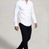 Men's White Mandarin Stand Collar Shirt for Luxury Formal Wear from Gentleman's Guru