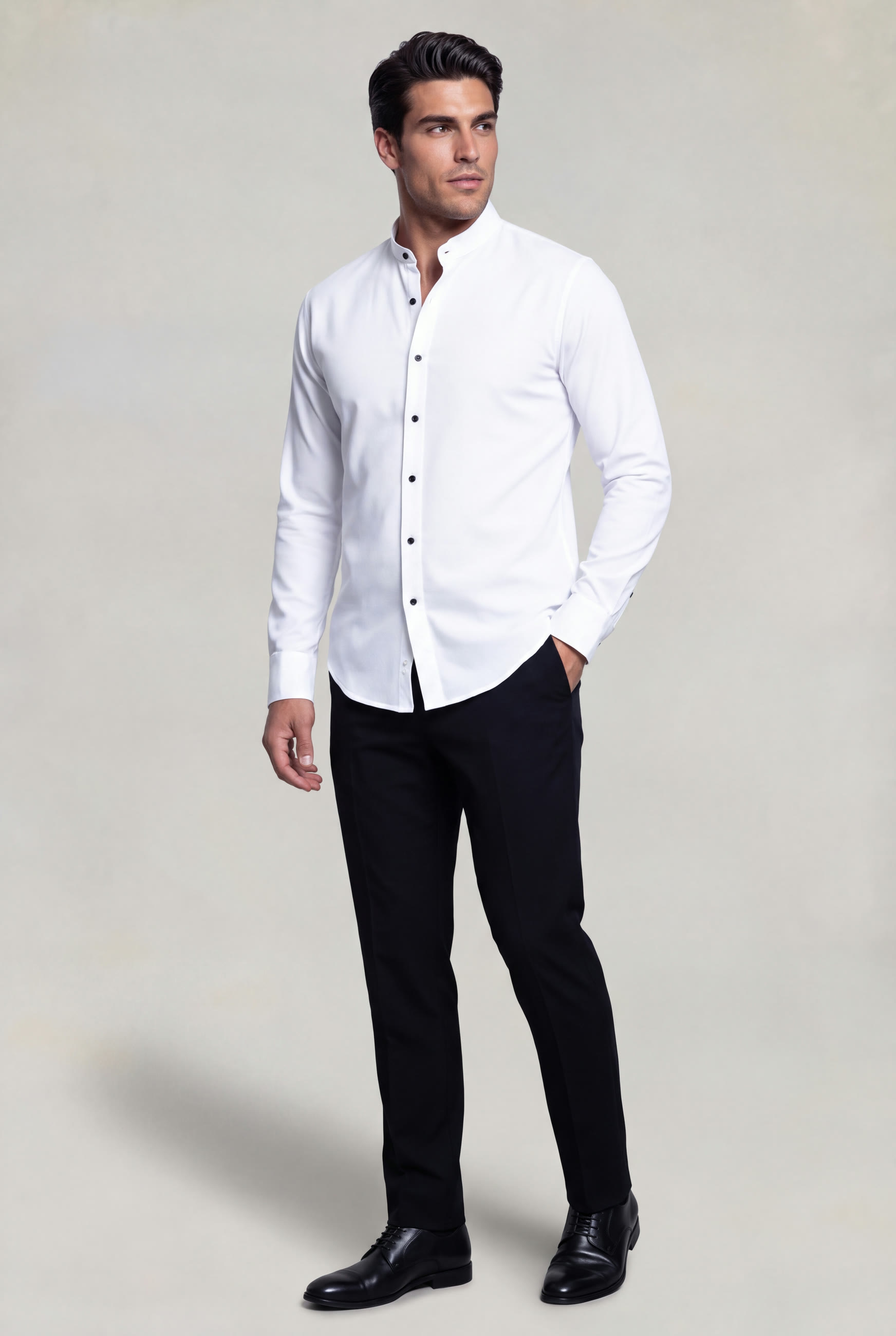 Men's White Mao Collar Dress Shirt for Prom from Gentleman's Guru