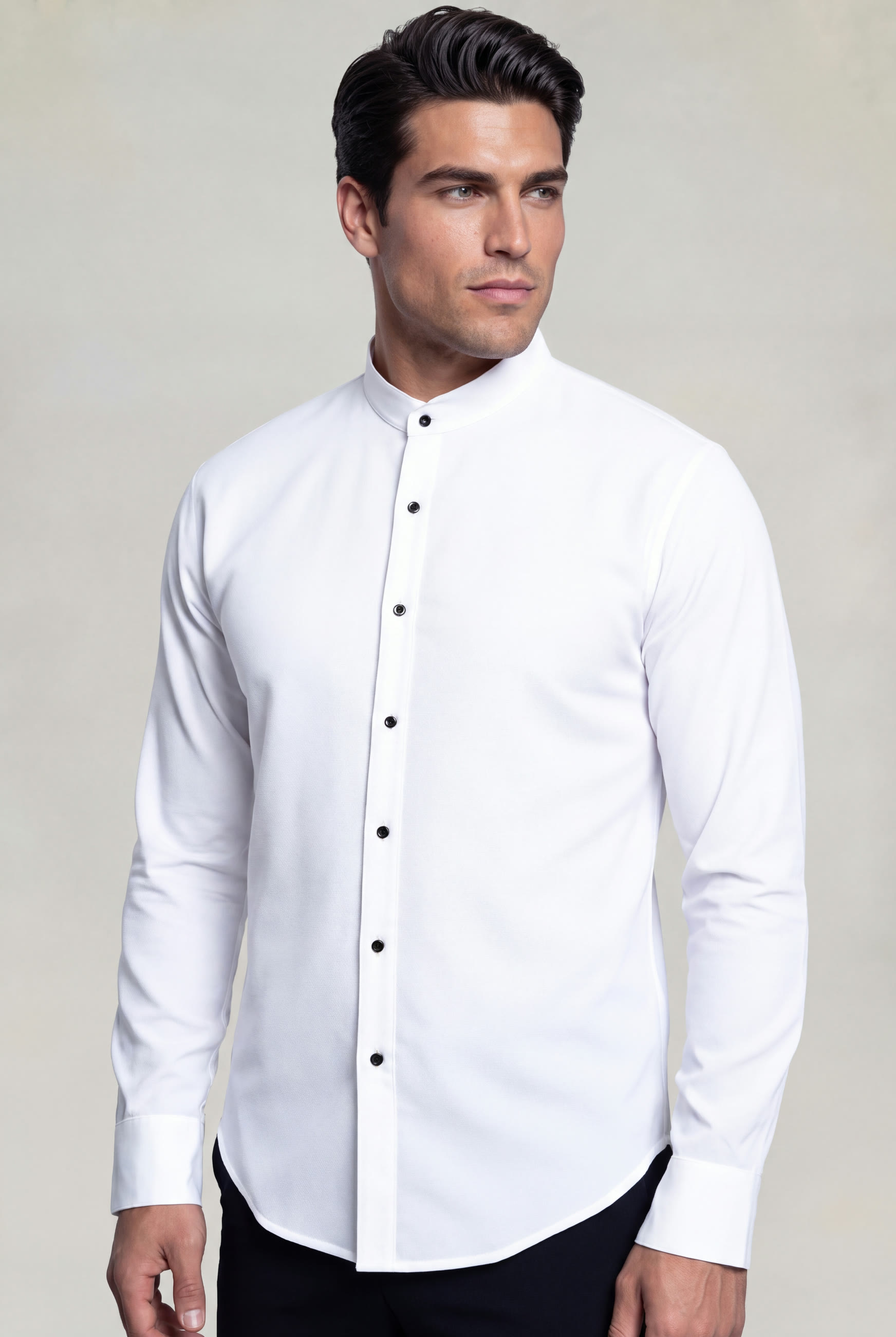 Men's White Stand Collar Dress Shirt for Weddings from Gentleman's Guru
