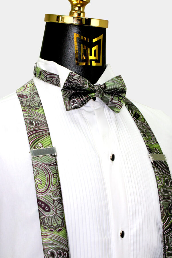 Olive-Green-Suspenders-and-Bow-Tie-Set-For-Groomsmsne-Wedding-from-Gentlemansguru.com