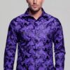 Purple floral dress shirt for men for formal weddings