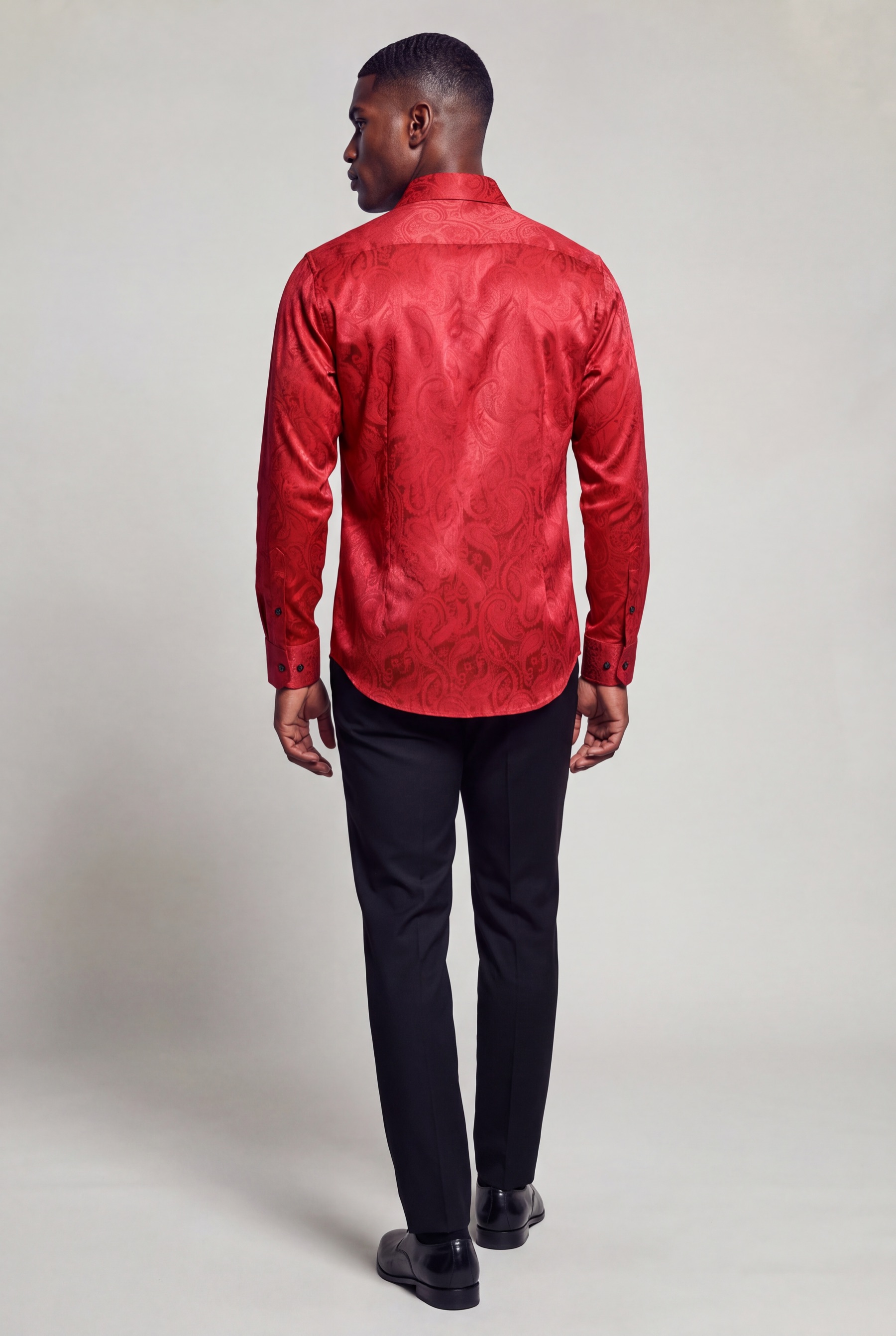 Red Floral Paisley Homecoming Shirt for Men