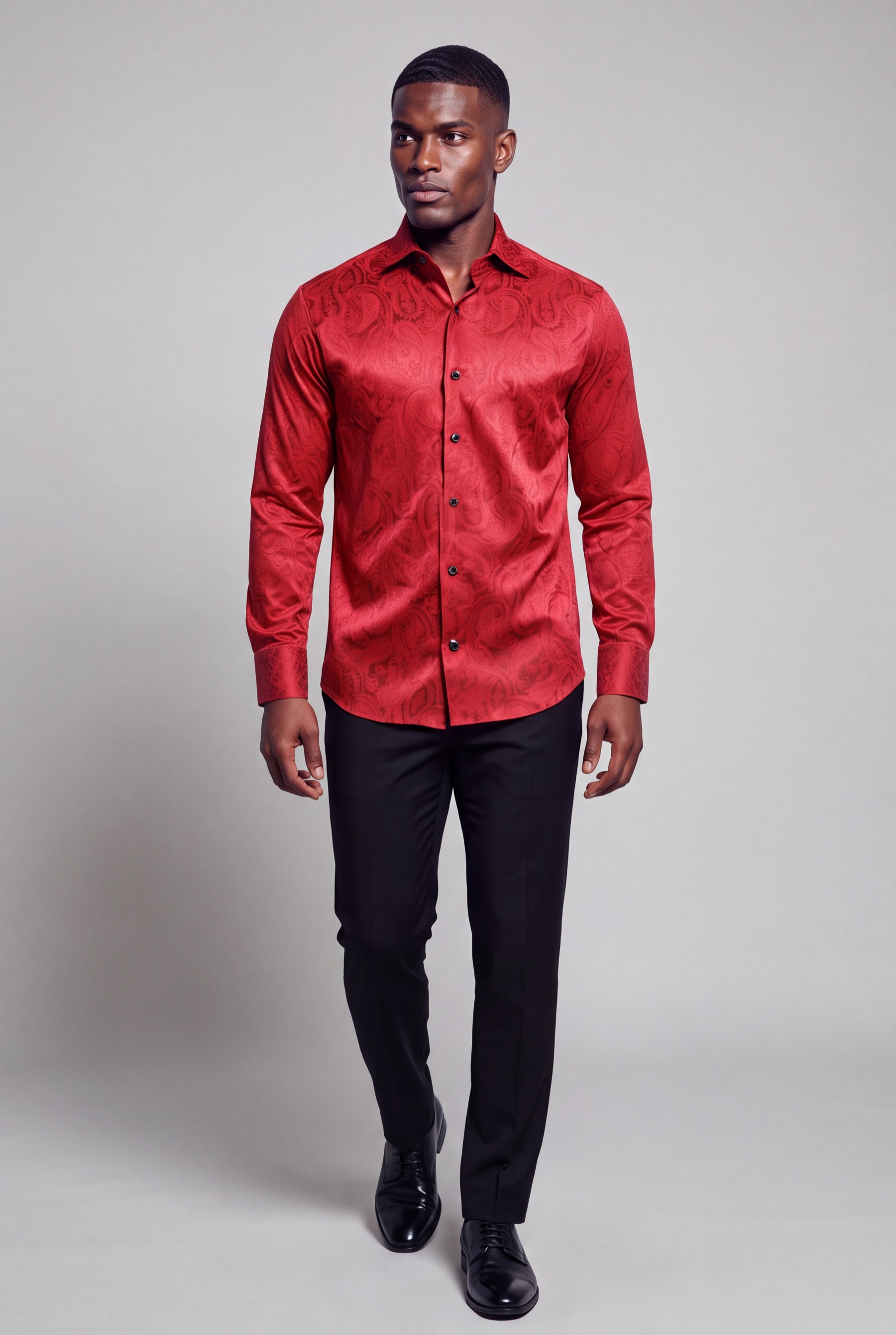 Red Paisley Wedding Dress Shirt for Men