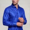 Royal blue floral dress shirt for men and luxury formal paisley shirt