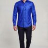 Royal blue patterned shirt for men and formal event dress shirt