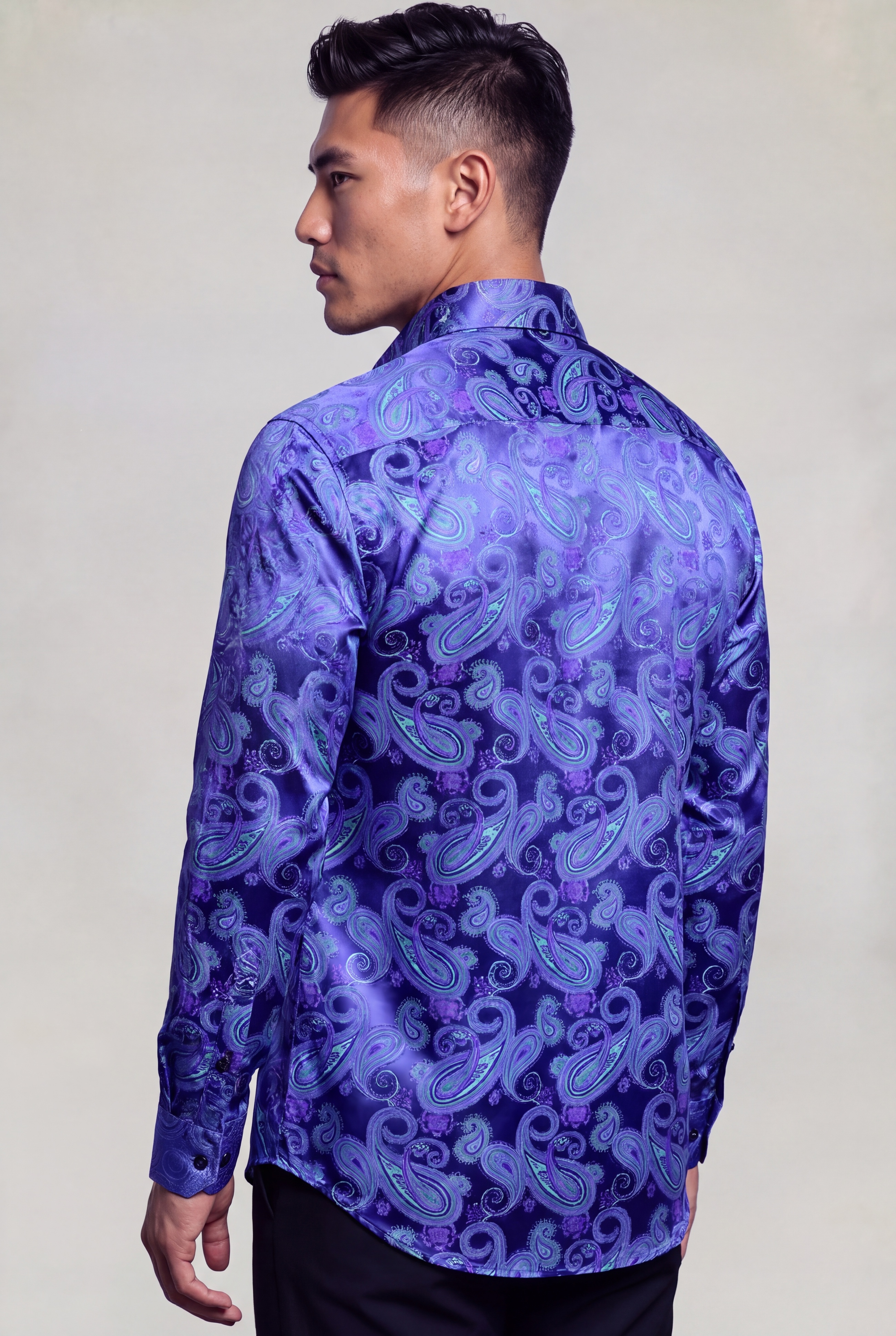 Alternative view of Purple & Turquoise Paisley Shirt