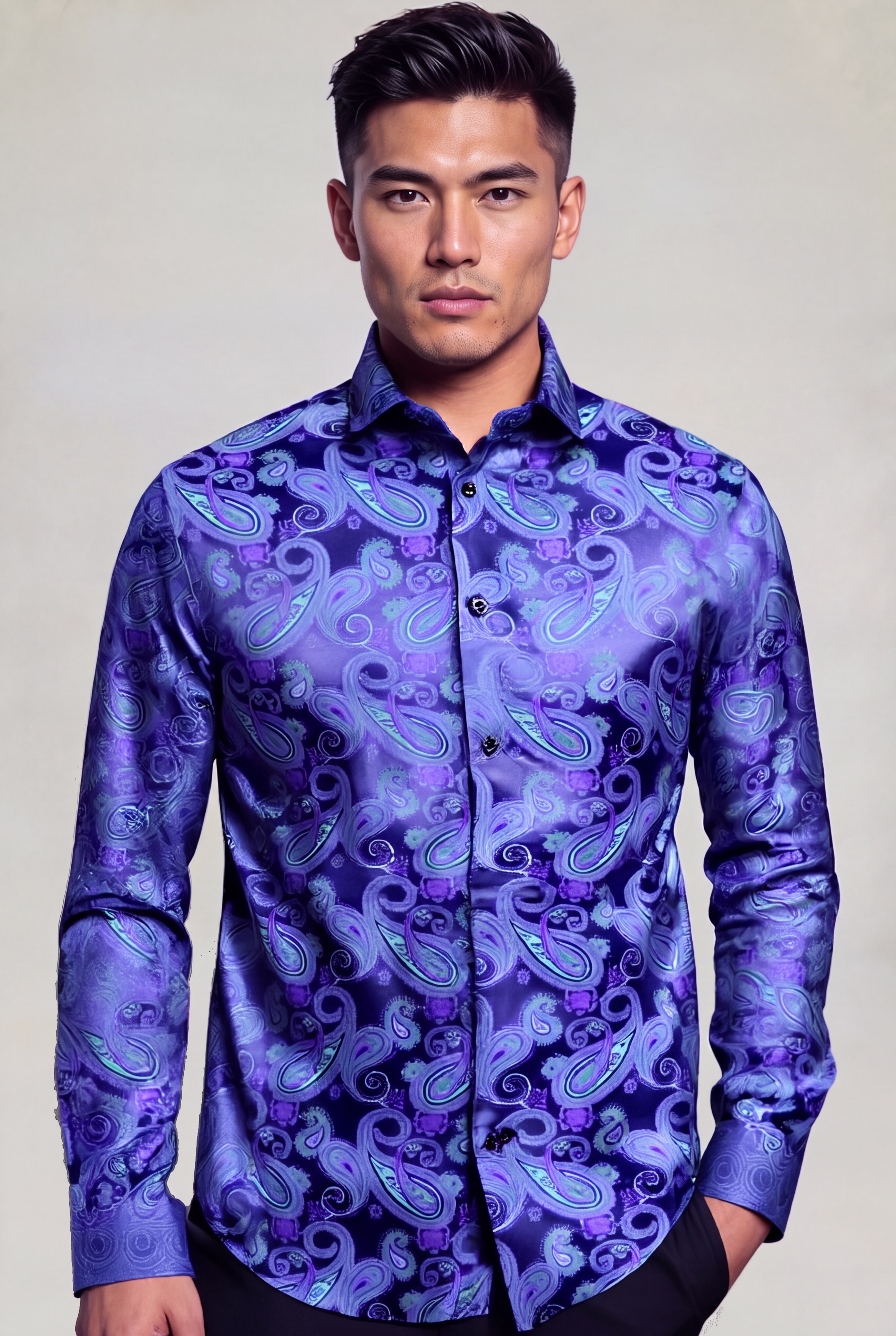 Purple & Turquoise Paisley Shirt