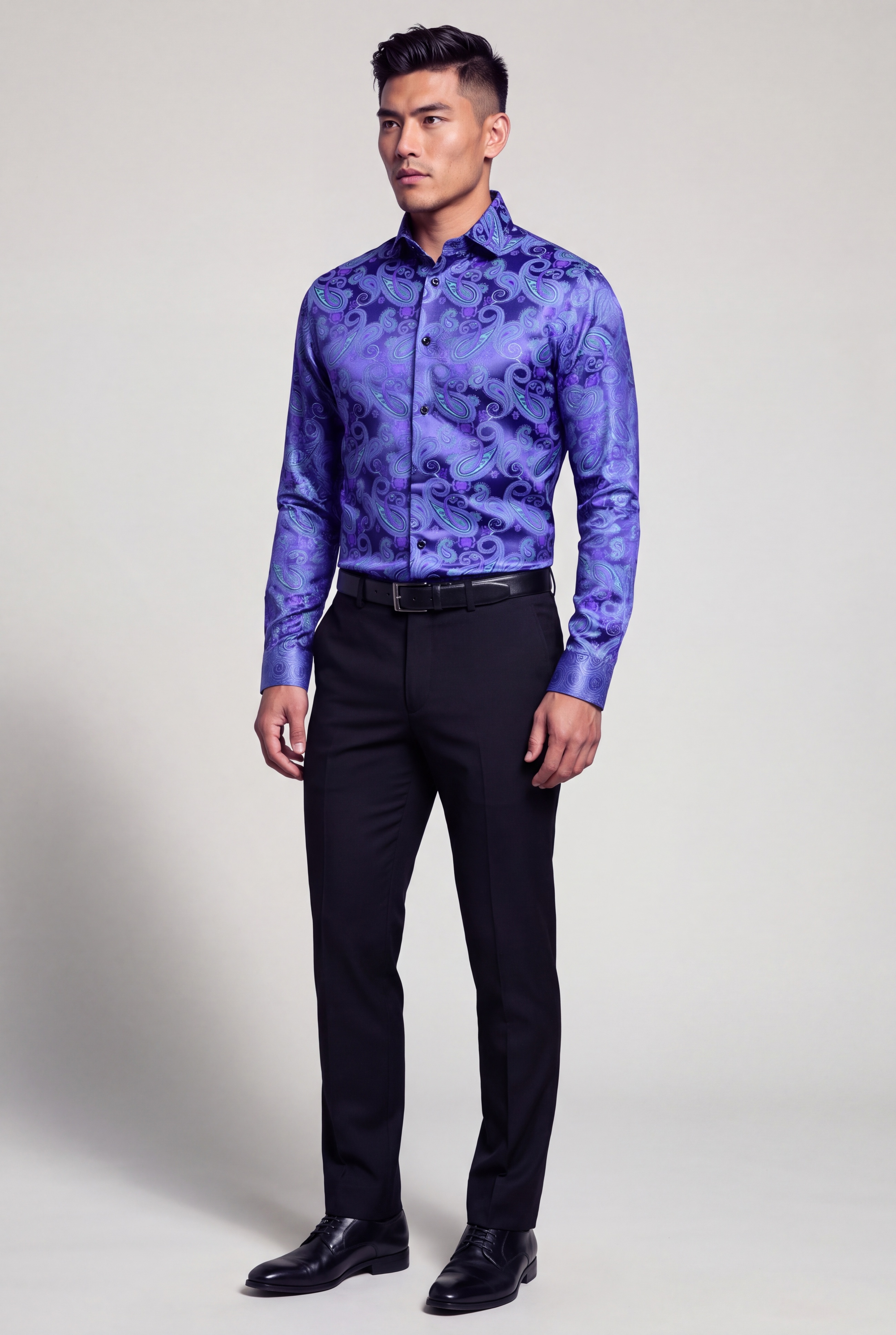 Purple & Turquoise Paisley Shirt - Image 6
