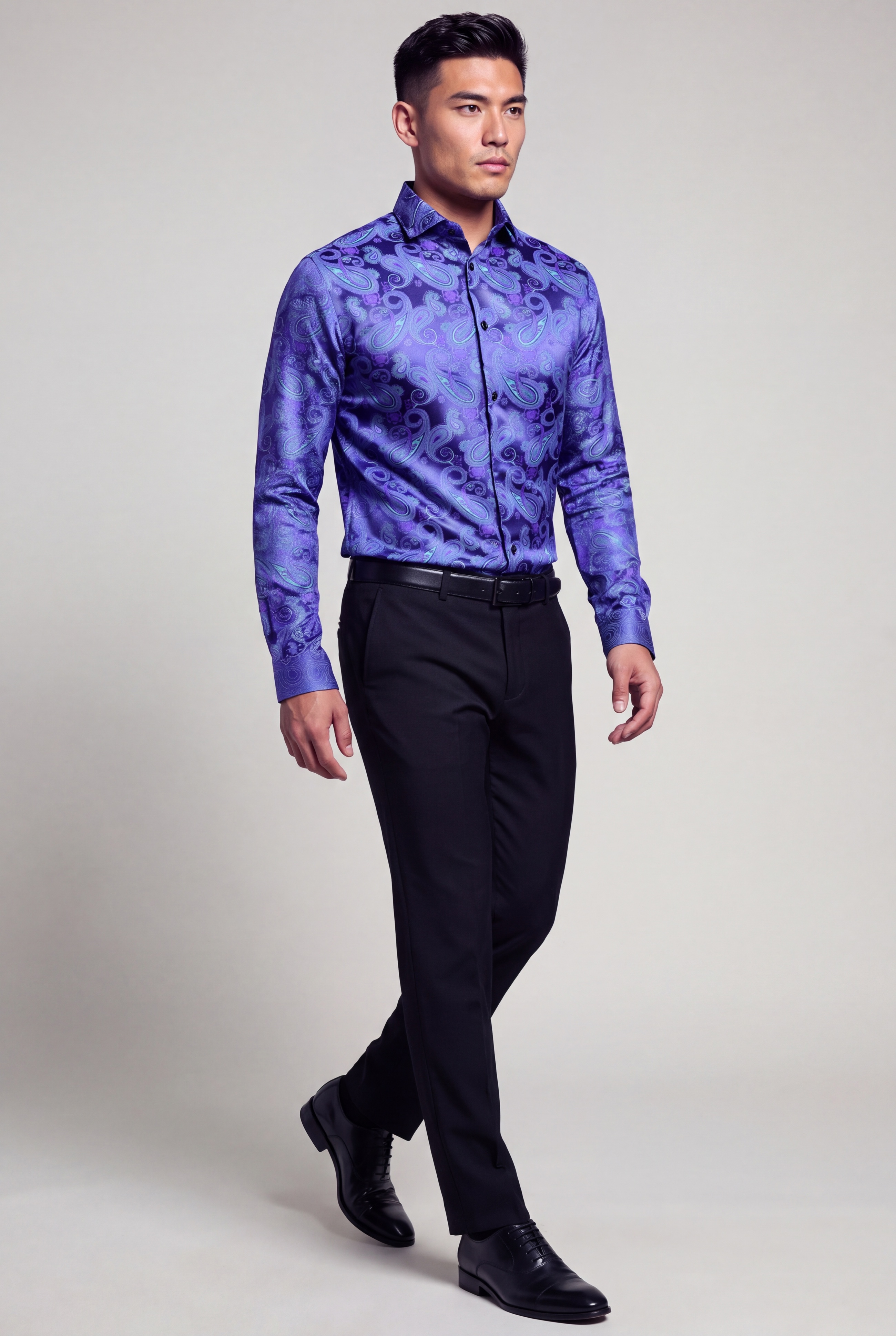 Purple & Turquoise Paisley Shirt - Image 8
