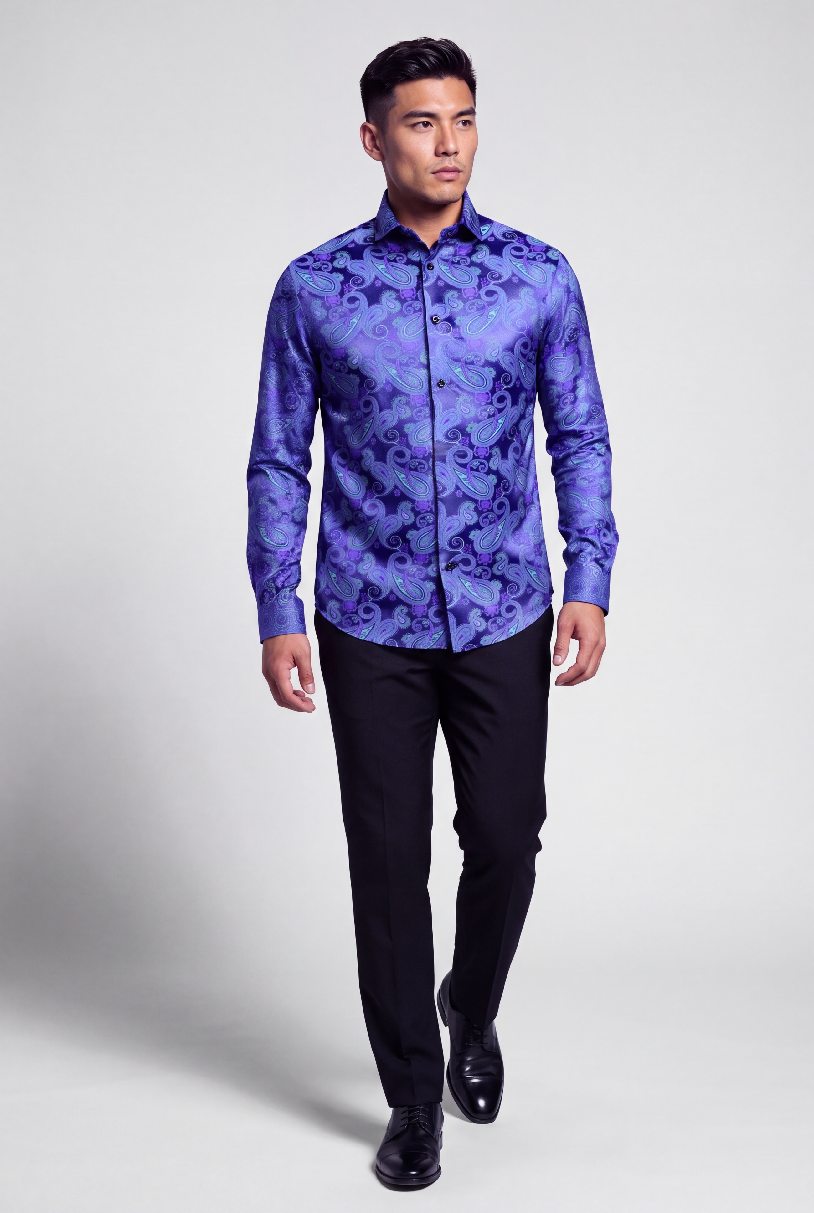 Purple & Turquoise Paisley Shirt - Image 3