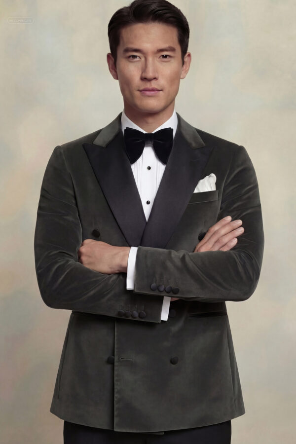 Double-Breasted-Dark-Grey-Velvet-Tuxedo-Suit-from-Gentlemansguru.com