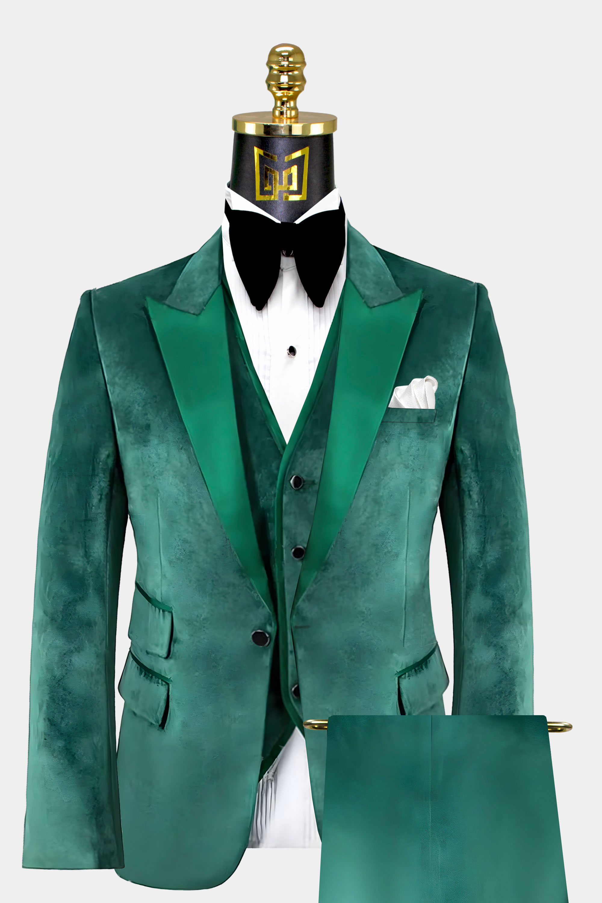 Green Velvet Men Suits Wear Wedding Blazer Tuxedos Gold Clothes For ...