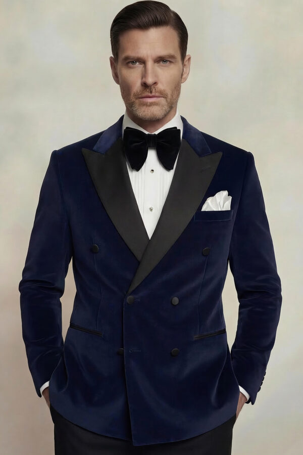 Mens-Double-Breasted-Midnight-Blue-velvet-Tuxedo-JAcket-Prom-Wedding-Suit-from-Gentlemansguru.com