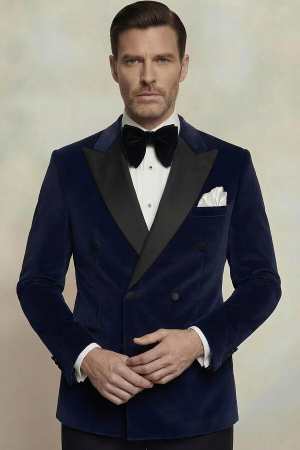 Mens-Double-Breasted-NAvy-Blue-Velvet-Dinner-Jacket-Blazer-from-Gentlemansguru.com