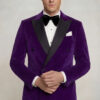 Mens-Double-Breasted-Royal-Purple-Velvet-Groom-Wedding-Tuxedo-Jacket-from-Gentlemansguru.com