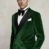 Double Breasted Green Velvet Tuxedo Jacket